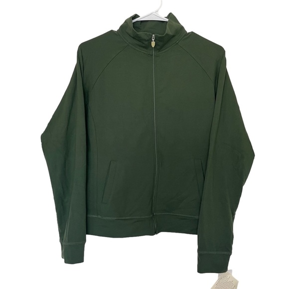 Beyond Yoga Sweaters - NWT Beyond Yoga x Fila Full Front Zipper Mock Neck Green Active Jacket Large